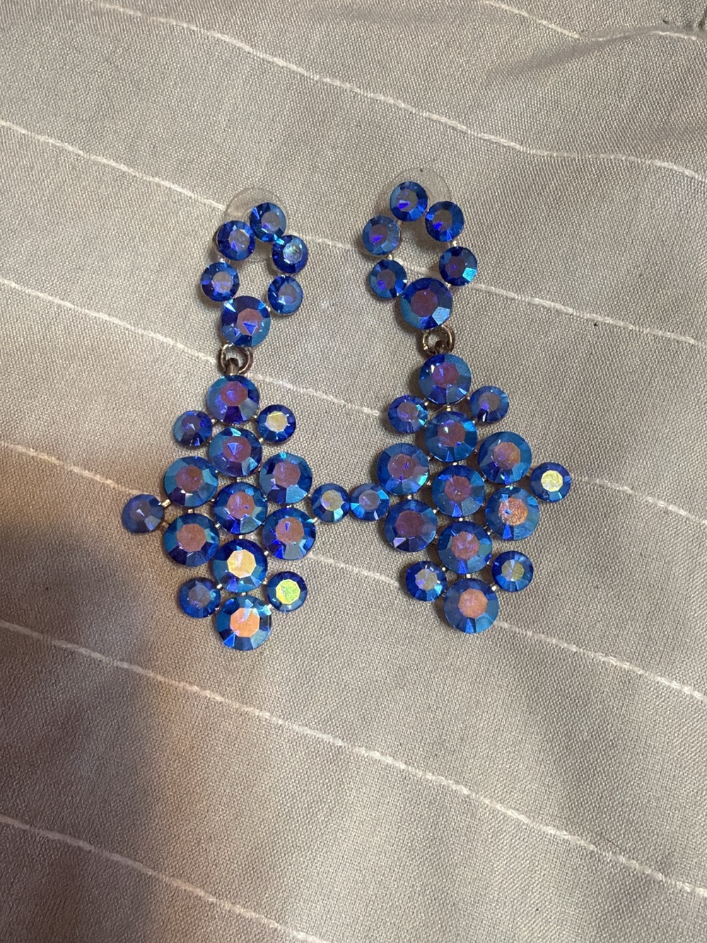 Blue Crystal Cluster Drop Earrings - Women Jewelry